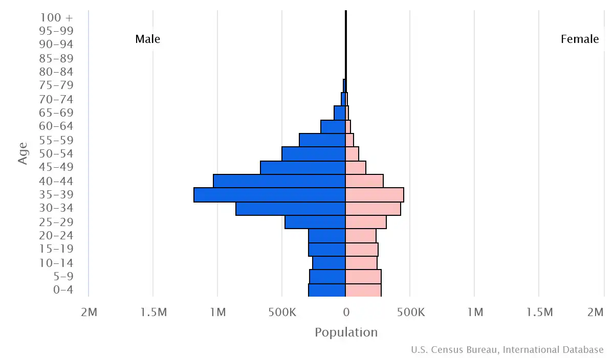 Chart graphic of the age pyramid of none