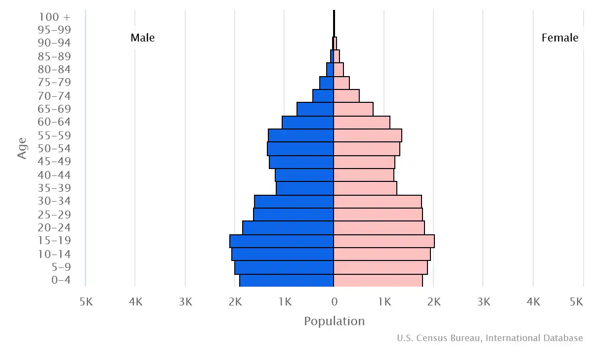Chart graphic of the age pyramid of American Samoa