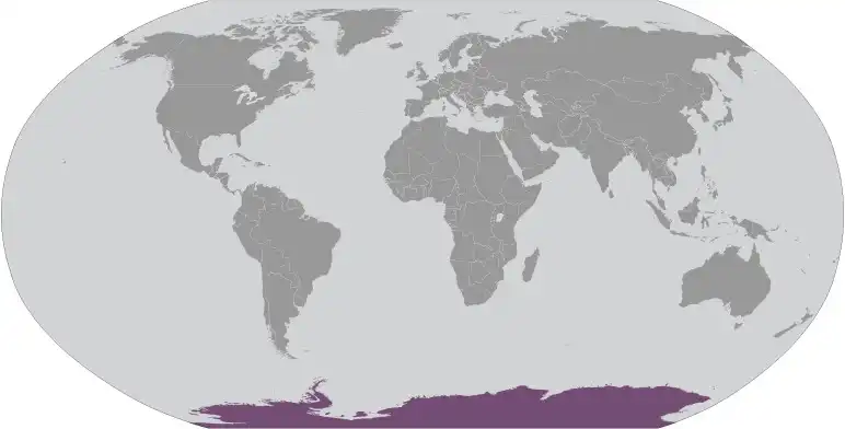 Locator Map of Antarctica showing the country on the continent in color