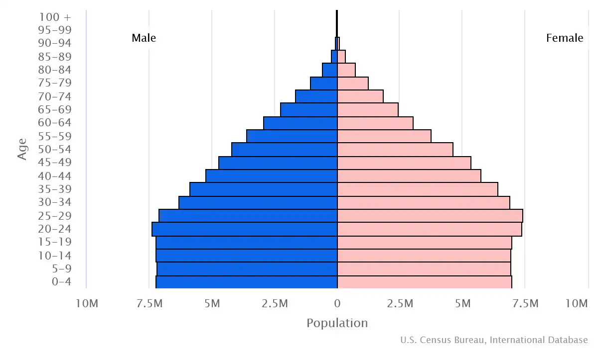 Chart graphic of the age pyramid of Bangladesh