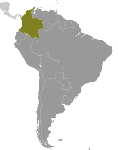 Locator Map of Colombia showing the country on the continent in color