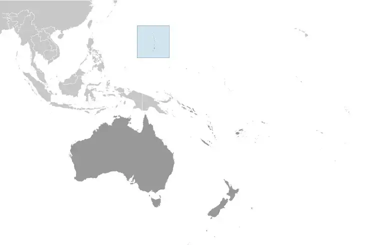 Locator Map of Northern Mariana Islands showing the country on the continent in color
