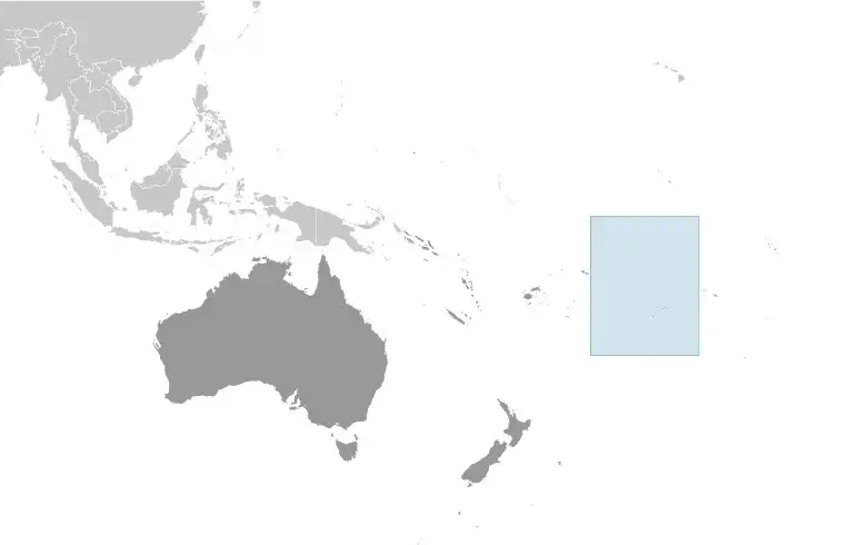 Locator Map of Cook Islands showing the country on the continent in color