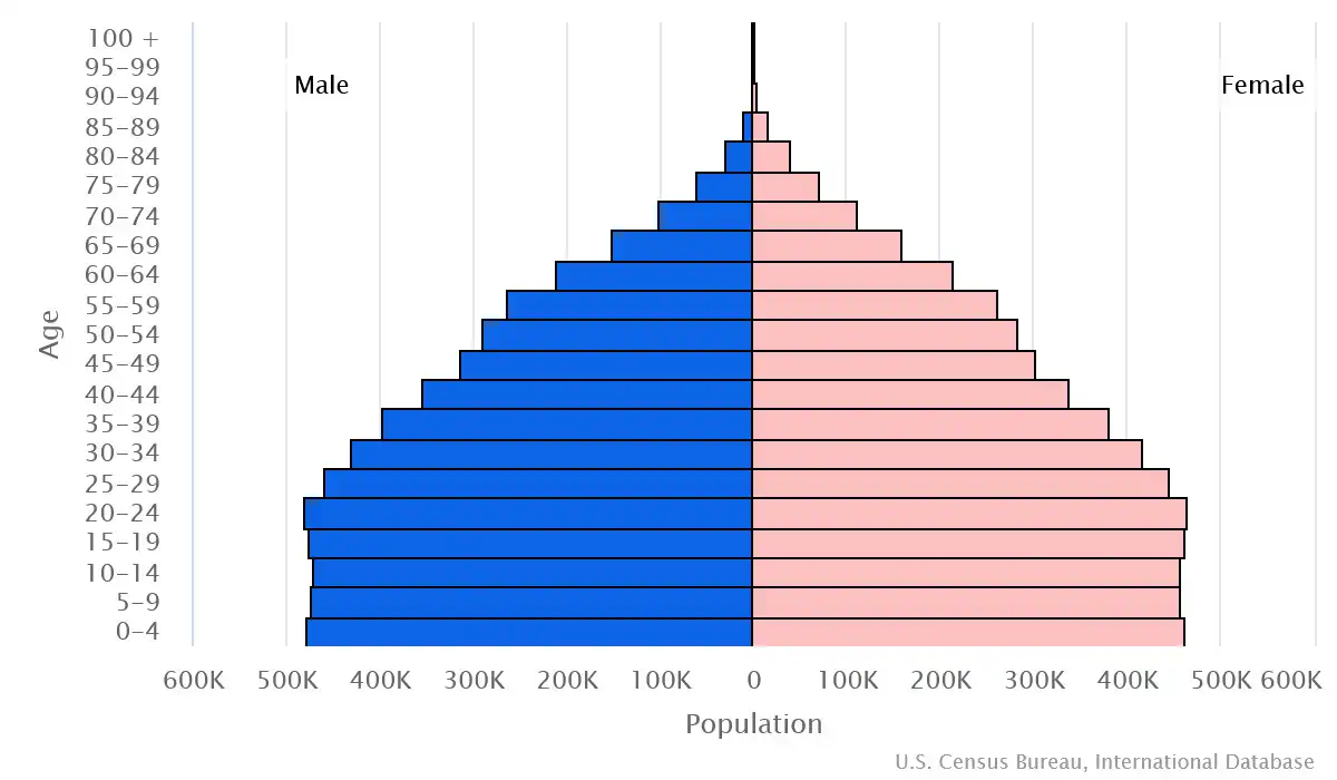 Chart graphic of the age pyramid of The Dominican