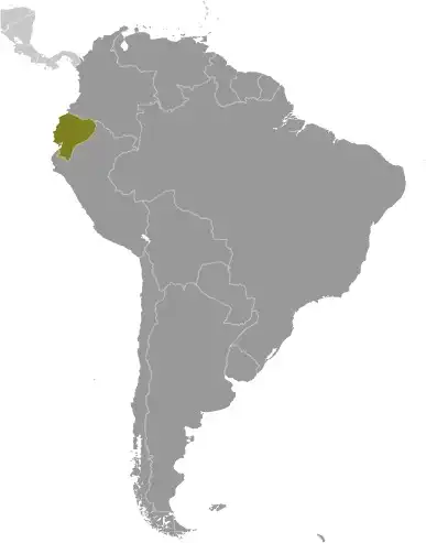 Locator Map of Ecuador showing the country on the continent in color