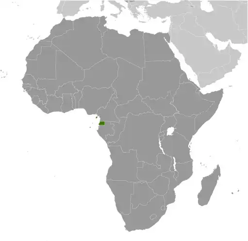 Locator Map of Equatorial Guinea showing the country on the continent in color