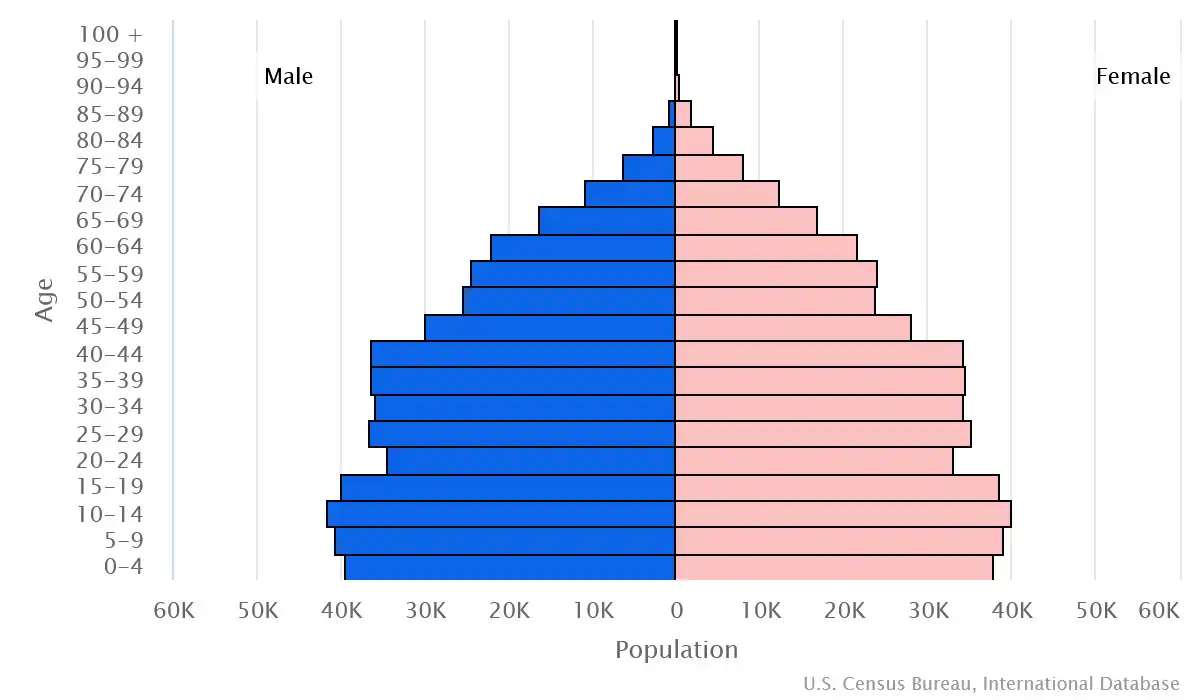 Chart graphic of the age pyramid of Fiji