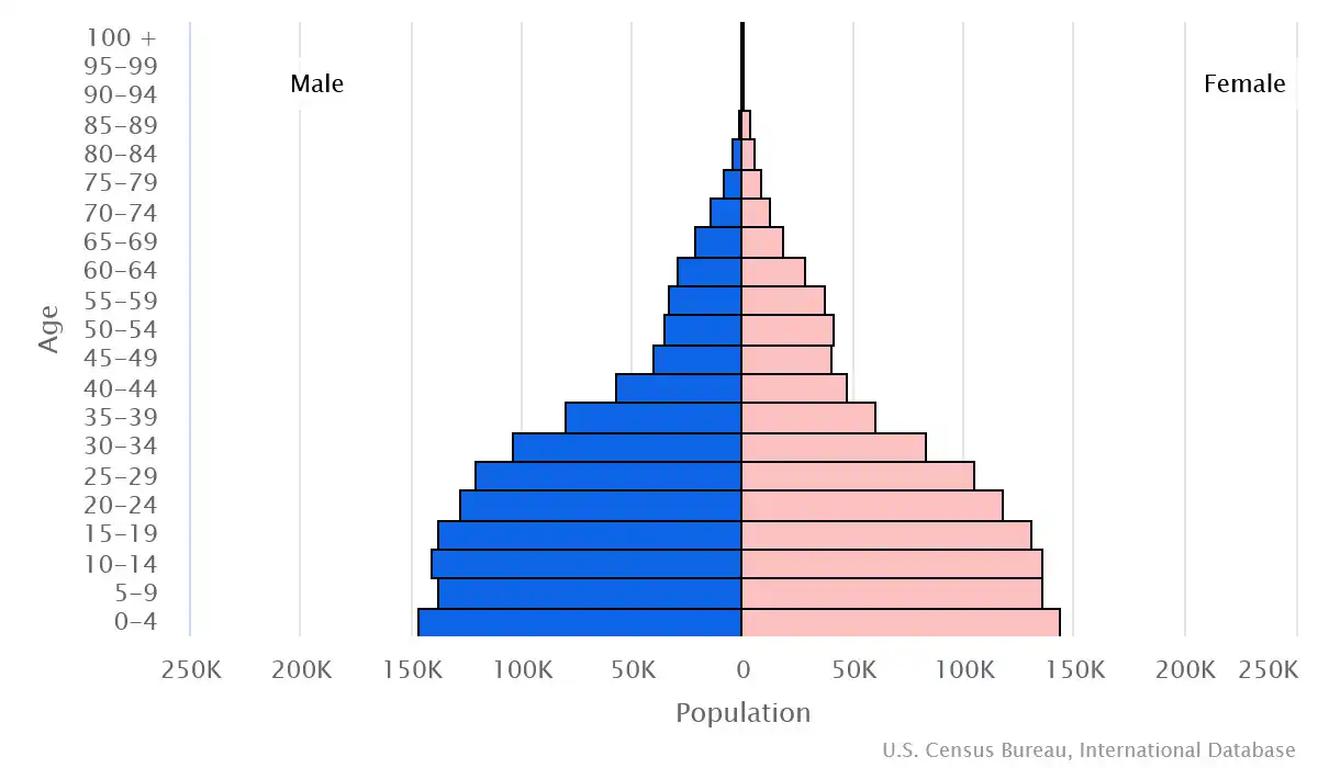 Chart graphic of the age pyramid of Gabon