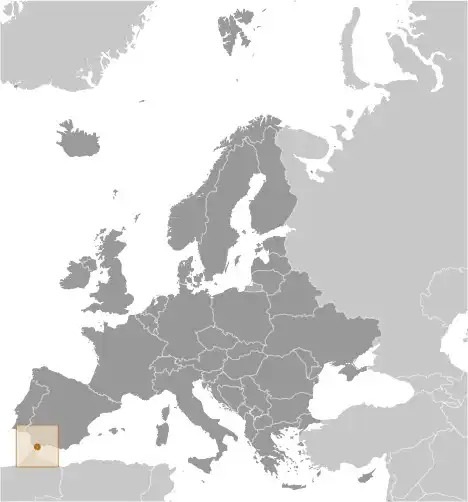Locator Map of Gibraltar showing the country on the continent in color