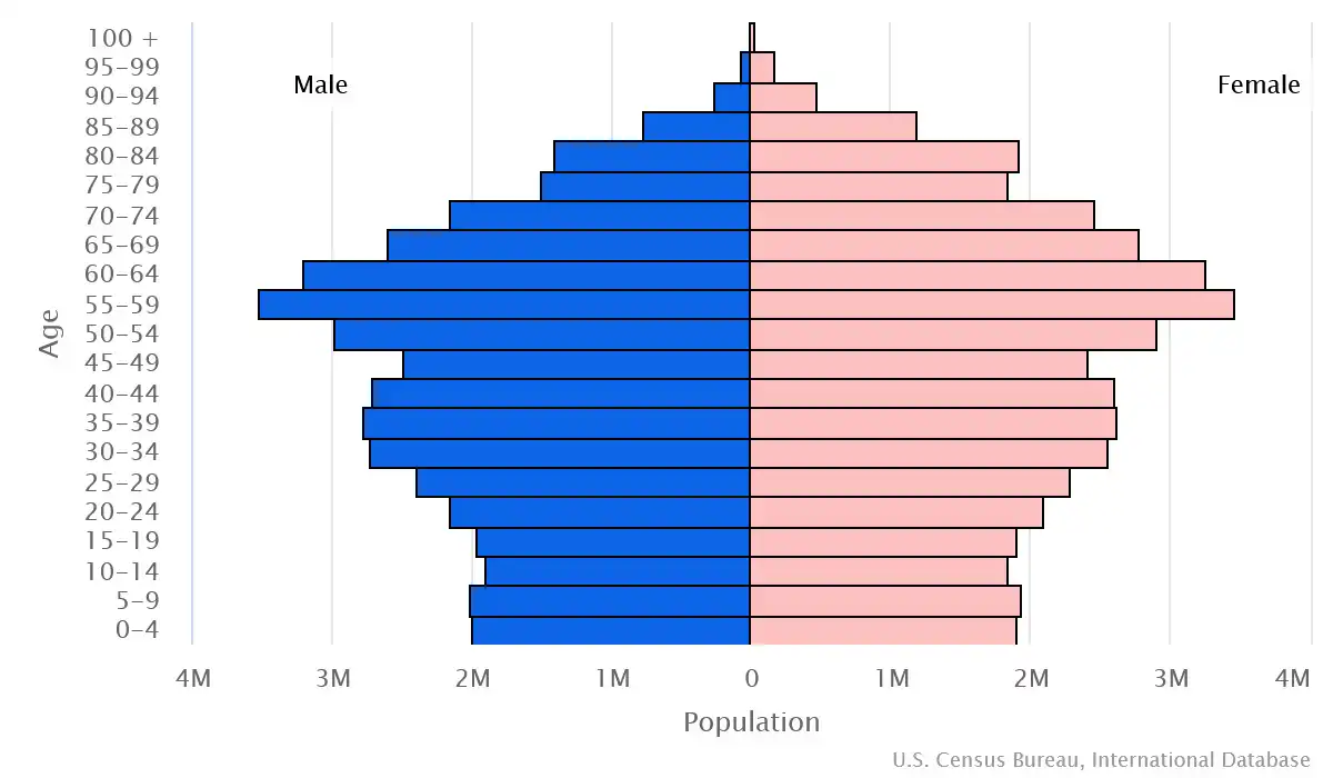 Chart graphic of the age pyramid of Germany