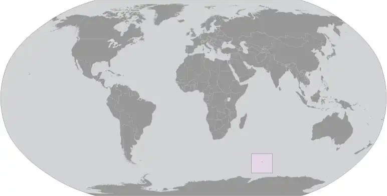 Locator Map of Heard Island and McDonald Islands showing the country on the continent in color