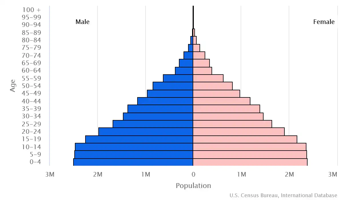 Chart graphic of the age pyramid of Iraq