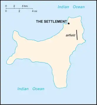Christmas Island Map graphic showing major cities and names of neighboring countries