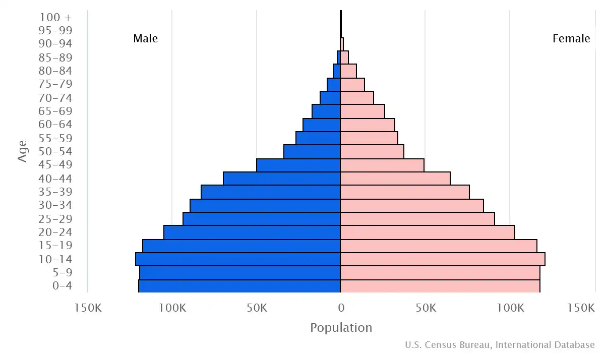 Chart graphic of the age pyramid of Lesotho