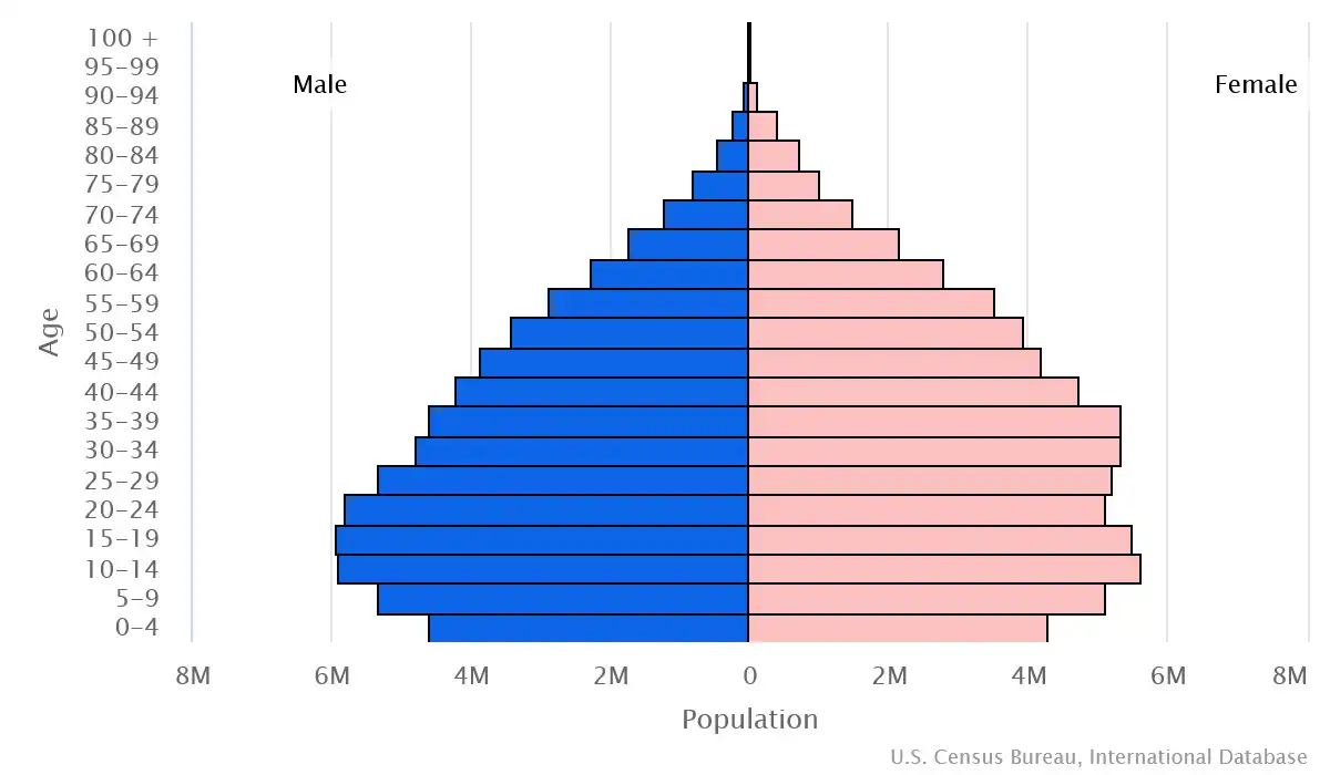 Chart graphic of the age pyramid of Mexico