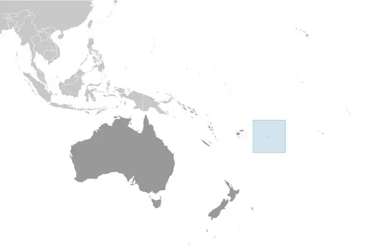 Locator Map of Niue showing the country on the continent in color