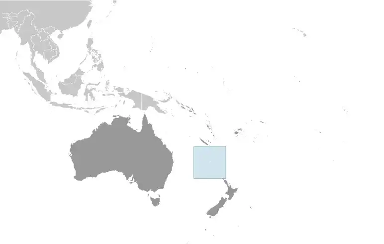 Locator Map of Norfolk Island showing the country on the continent in color