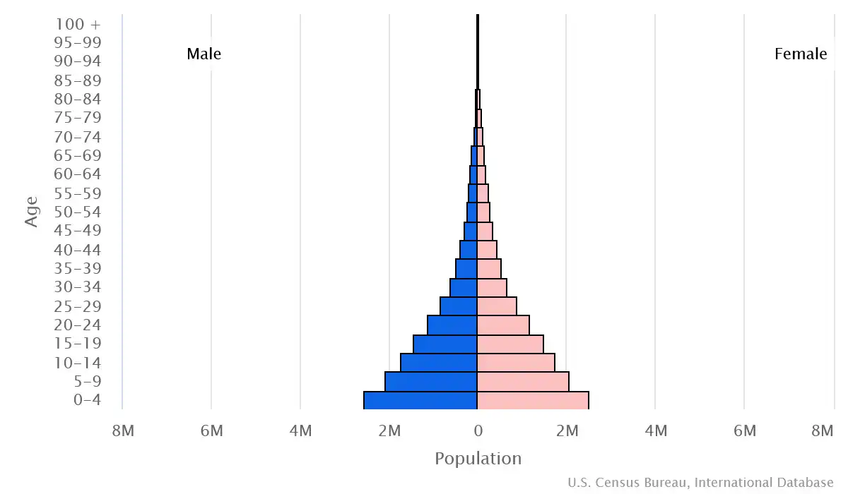 Chart graphic of the age pyramid of Niger