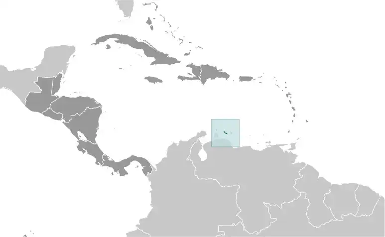 Locator Map of Sint Maarten showing the country on the continent in color