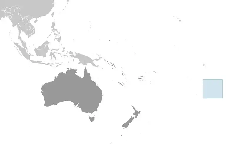 Locator Map of Pitcairn Islands showing the country on the continent in color