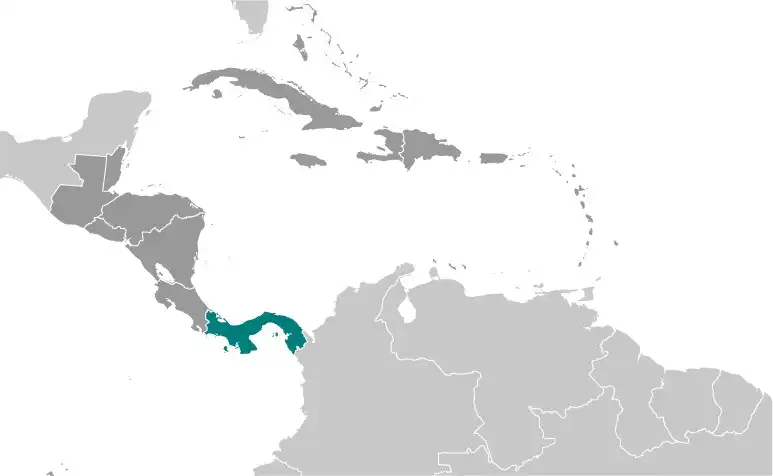 Locator Map of Panama showing the country on the continent in color