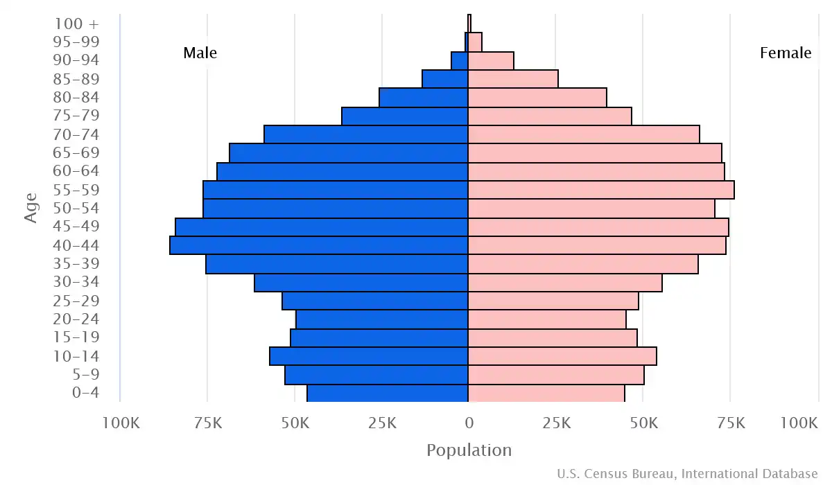 Chart graphic of the age pyramid of Slovenia