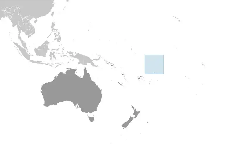 Locator Map of Tokelau showing the country on the continent in color