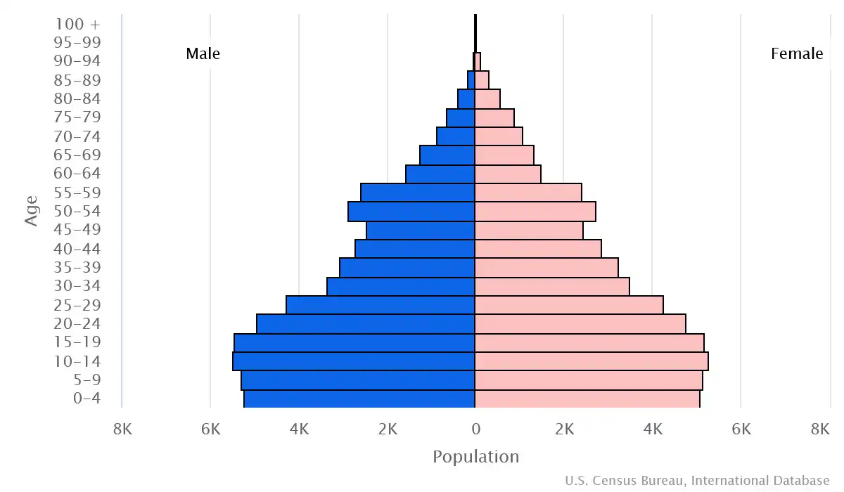 Chart graphic of the age pyramid of Tonga