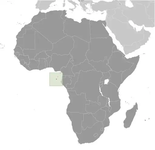 Locator Map of Sao Tome and Principe showing the country on the continent in color