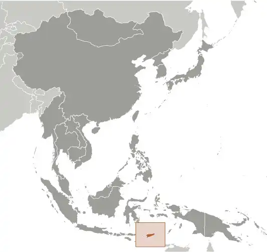 Locator Map of Timor-Leste showing the country on the continent in color