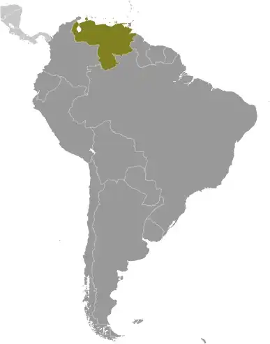 Locator Map of Venezuela showing the country on the continent in color