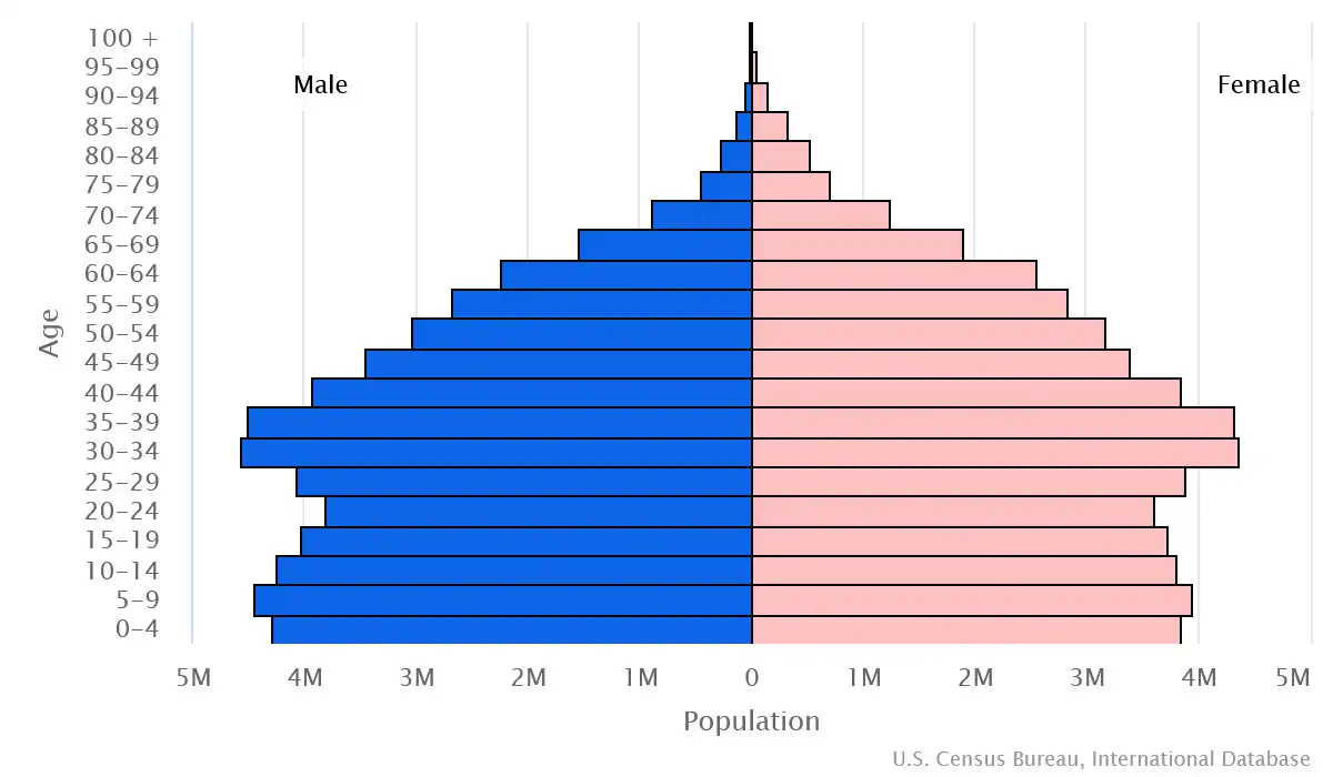 Chart graphic of the age pyramid of Vietnam