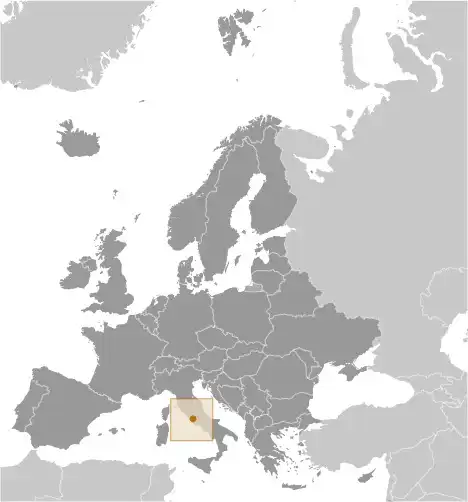 Locator Map of Holy See (Vatican City) showing the country on the continent in color