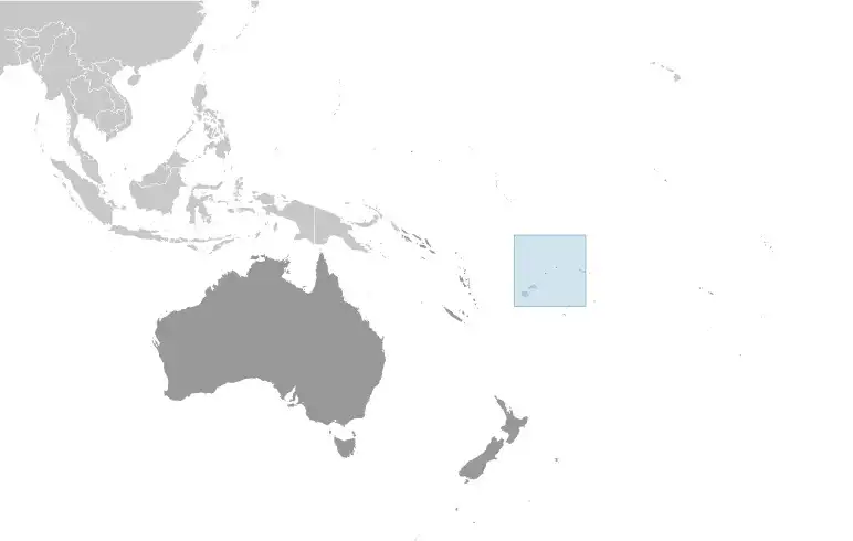 Locator Map of Wallis and Futuna showing the country on the continent in color