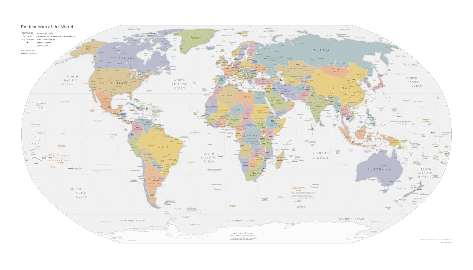 Political map of the world graphic